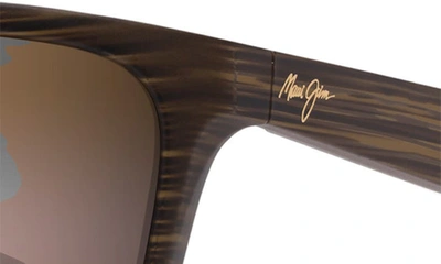 Shop Maui Jim Makoa 59mm Polarized Sport Sunglasses In Matte Brown Woodgrain