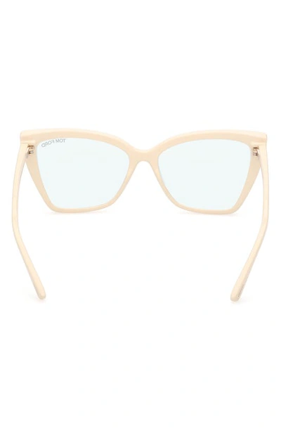 Shop Tom Ford 55mm Cat Eye Blue Light Blocking Glasses In Ivory