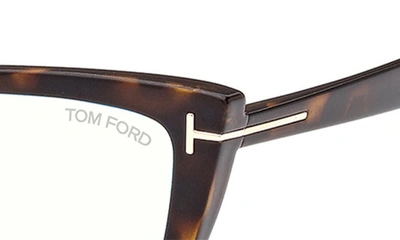 Shop Tom Ford 55mm Cat Eye Blue Light Blocking Glasses In Dark Havana
