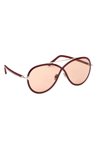 Shop Tom Ford Rickie 65mm Oversize Round Sunglasses In Shiny Bordeaux / Brown