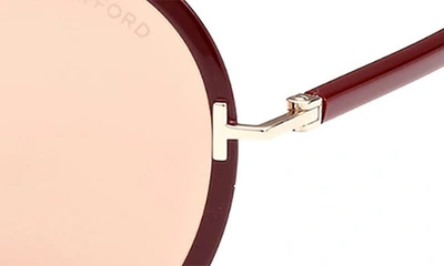 Shop Tom Ford Rickie 65mm Oversize Round Sunglasses In Shiny Bordeaux / Brown