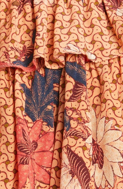 Shop Ulla Johnson Oni Long Sleeve Floral Silk Dress In Garden Rose