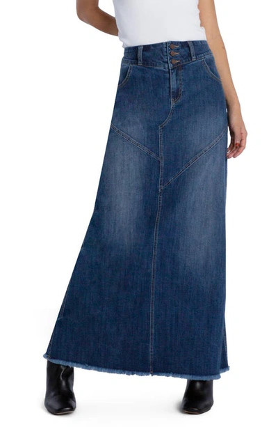 Shop Wash Lab Denim Pieced Denim Maxi Skirt In Retro Blue