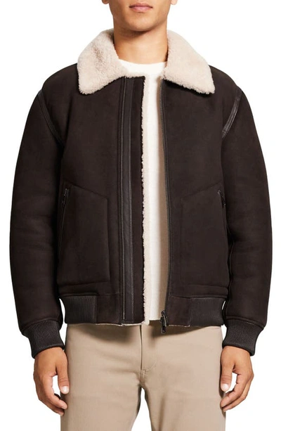 Shop Theory Faux Shearling Lined Bomber Jacket In Mink/ Moon - 0xe