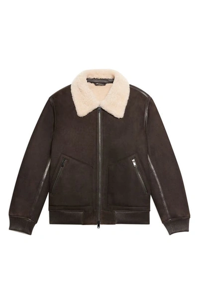 Shop Theory Faux Shearling Lined Bomber Jacket In Mink/ Moon - 0xe