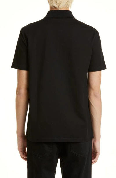 Shop Versace Embroidered Medusa Cotton Piqué Polo In Black