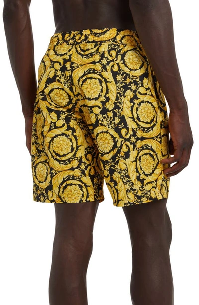 Versace Slim-fit Short-length Printed Swim Shorts In Brown