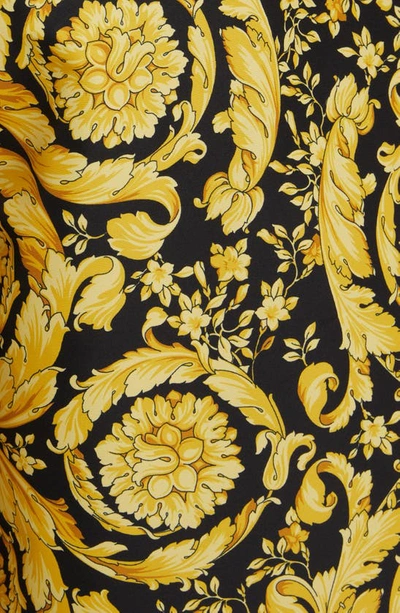 Shop Versace Baroque Print Swim Trunks In Black/ Gold