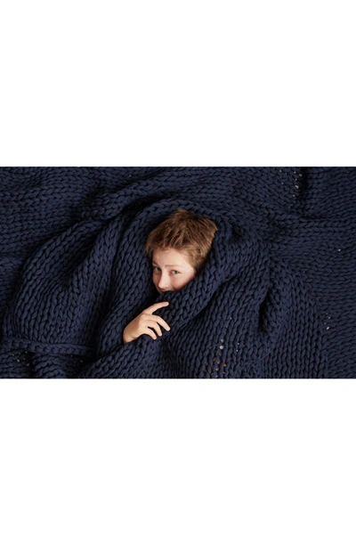 Shop Bearaby Kids' Nappling Organic Cotton Weighted Blanket In Midnight Blue