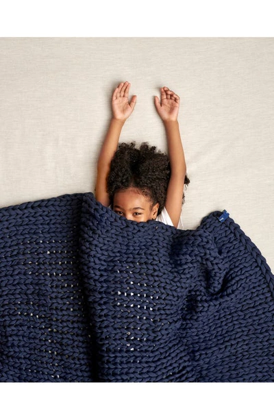 Shop Bearaby Kids' Nappling Organic Cotton Weighted Blanket In Midnight Blue