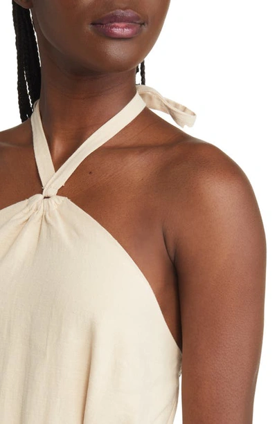Shop Lost + Wander On Holiday Belted Cotton & Linen Halter Dress In Butter