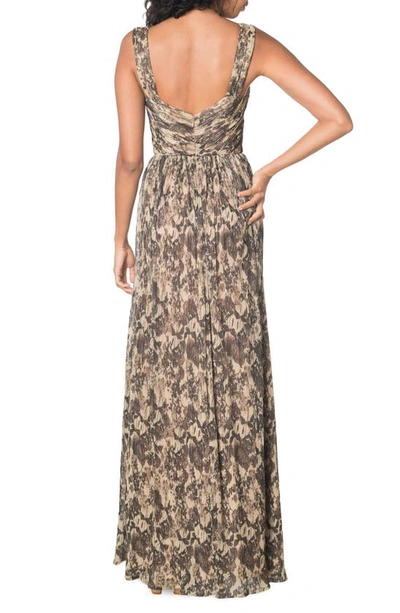 Shop Dress The Population Mirabella Cutout Evening Gown In Black Multi/ Tan