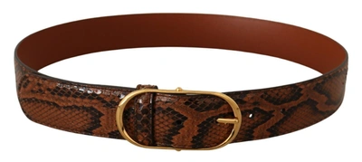 Shop Dolce & Gabbana Elegant Leather Belt With Gold Women's Buckle In Brown