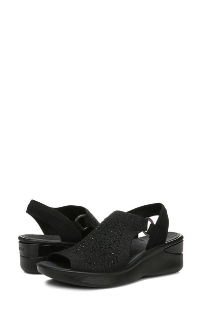 Shop Bzees Star Bright Knit Wedge Sandal In Black / Black Engineered Knit