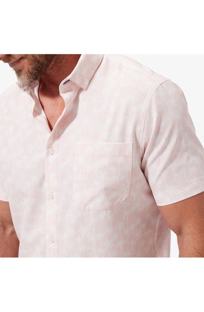 Shop Mizzen + Main Leeward Regular Fit Palm Tree Print Short Sleeve Performance Button-up Shirt In Pink Palm Print
