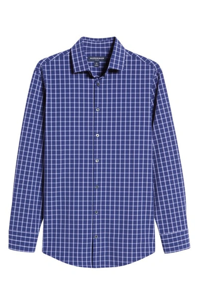 Shop Mizzen + Main Leeward Trim Fit Check Performance Button-up Shirt In Blueprint Windowpane