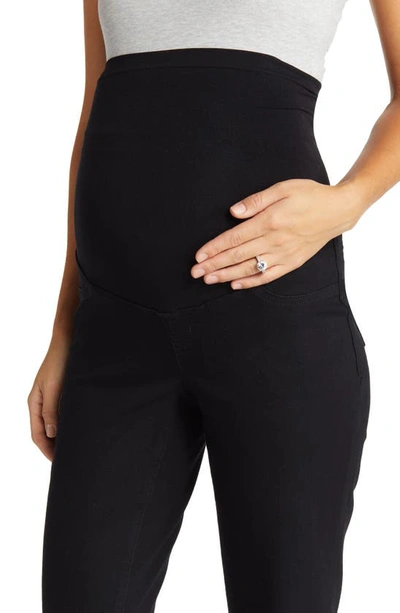 Shop 1822 Denim High Waist Fray Hem Crop Demi Bootcut Maternity Jeans In Black