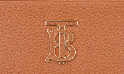 Shop Burberry Tb Monogram Pebbled Leather Card Case In Warm Russet Brown