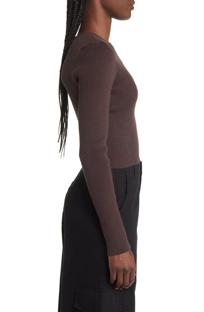 Shop Pacsun Be Mine Heart Cutout Rib Sweater In Seal Brown