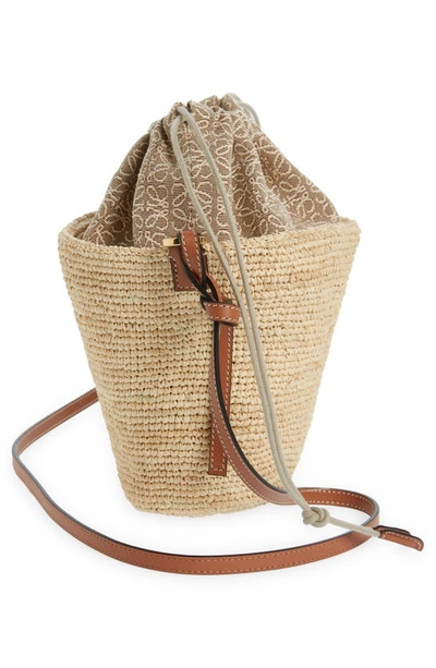 Shop Loewe Anagram Pouch Basket Bag In Natural/ Tan