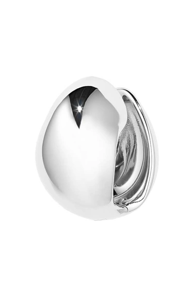 Shop Coperni Logo Hoop Earrings In Silver