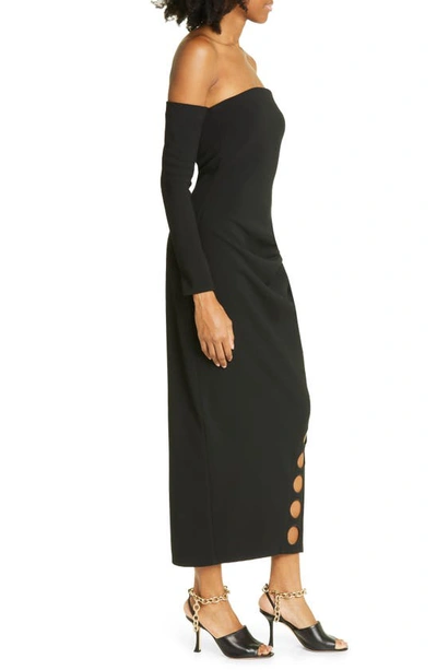 Shop Cult Gaia Capri Off-the-shoulder Long Sleeve Maxi Dress In Black
