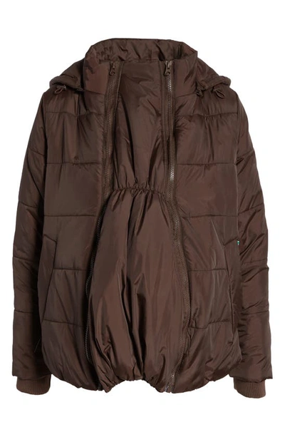 Shop Modern Eternity Leia 3-in-1 Water Resistant Maternity/nursing Puffer Jacket With Removable Hood In Dark Chocolate