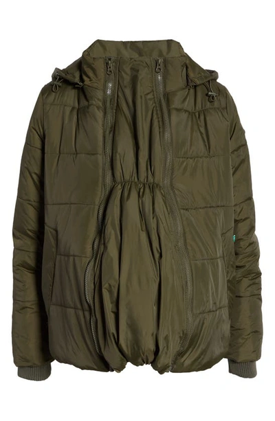 Shop Modern Eternity Leia 3-in-1 Water Resistant Maternity/nursing Puffer Jacket With Removable Hood In Khaki Green