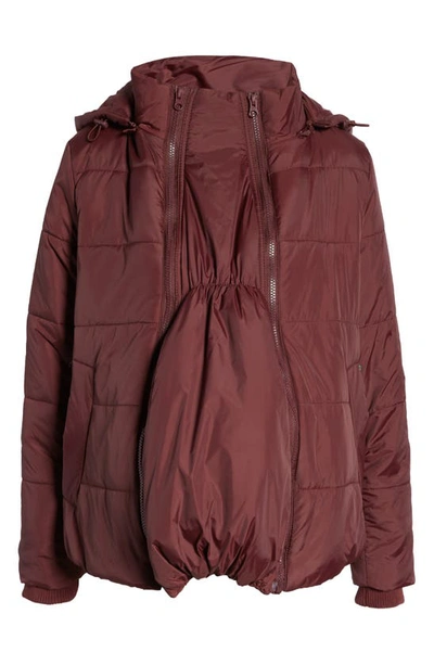 Shop Modern Eternity Leia 3-in-1 Water Resistant Maternity/nursing Puffer Jacket With Removable Hood In Burgundy