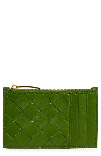 Bottega Veneta Intrecciato Leather Card Case In 3141 Avocado-gold