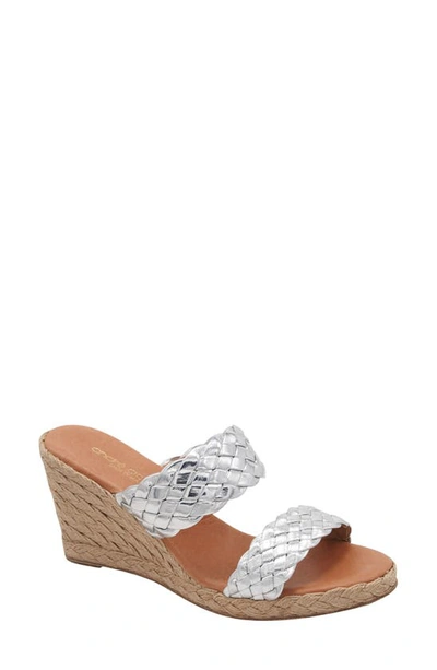 Shop Andre Assous Aria Wedge Sandal In Silver