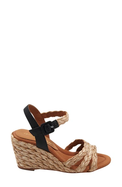 Shop Andre Assous Milena Wedge Sandal In Natural/ Black