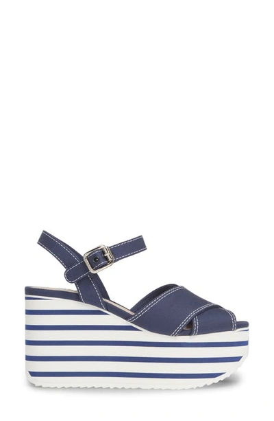 Shop Miu Miu Denim Platform Sandal In Denim/ White