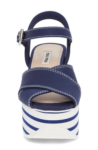 Shop Miu Miu Denim Platform Sandal In Denim/ White