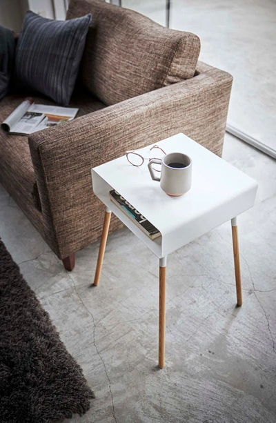 Yamazaki Steel Storage Side Table In White