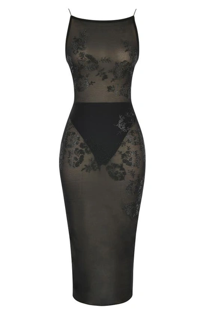 House Of Cb Embellished Body-con Midi Dress In Black