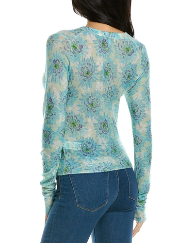 Shop Rebecca Taylor Astera Fleur Ruched Wool-blend Cardigan In Blue