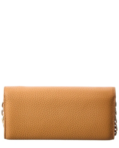 Shop Valentino By Mario Valentino Juniper Leather Wallet On Chain In Brown