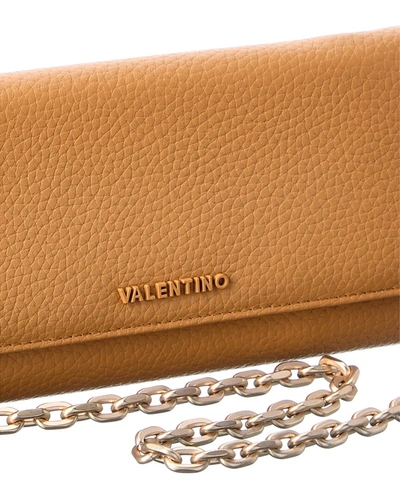 Shop Valentino By Mario Valentino Juniper Leather Wallet On Chain In Brown