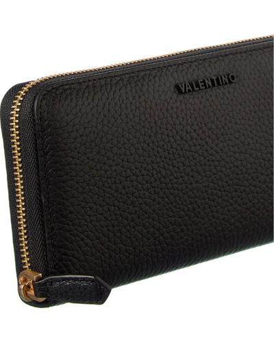 Shop Valentino By Mario Valentino Farley Continental Top Zip Leather Wallet In Black