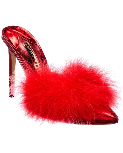 Shop Sophia Webster Delicia Marabou Leather Pump In Red