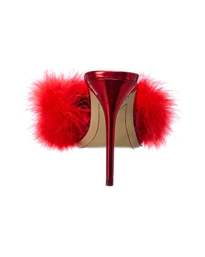 Shop Sophia Webster Delicia Marabou Leather Pump In Red