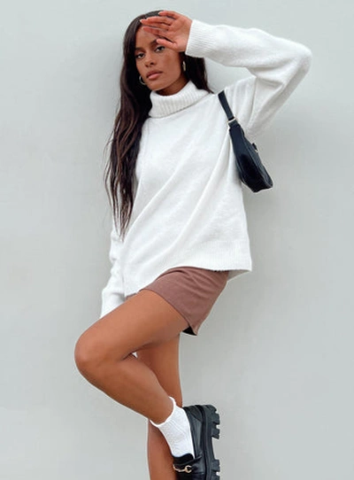 Shop Princess Polly Lower Impact Oswin Turtleneck Sweater In White