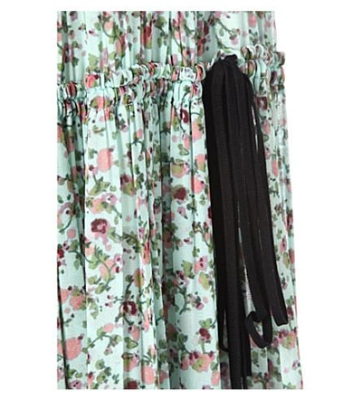 Shop Chloé Floral-print Crepe Skirt In Turquiose