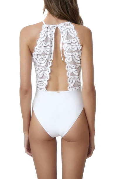 Shop Pq Swim Keyhole Lace One-piece Swimsuit In Water Lily