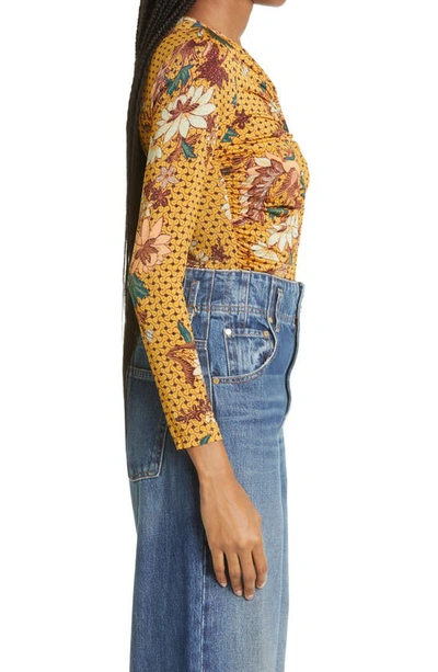 Shop Ulla Johnson Eileen Floral Long Sleeve Top In Amber