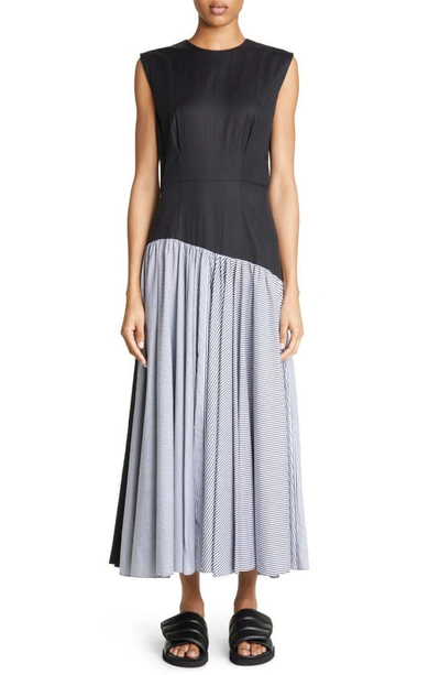 Shop Partow Camille Colorblock Cap Sleeve Cotton Maxi Dress In Black Stripe