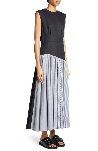 Shop Partow Camille Colorblock Cap Sleeve Cotton Maxi Dress In Black Stripe