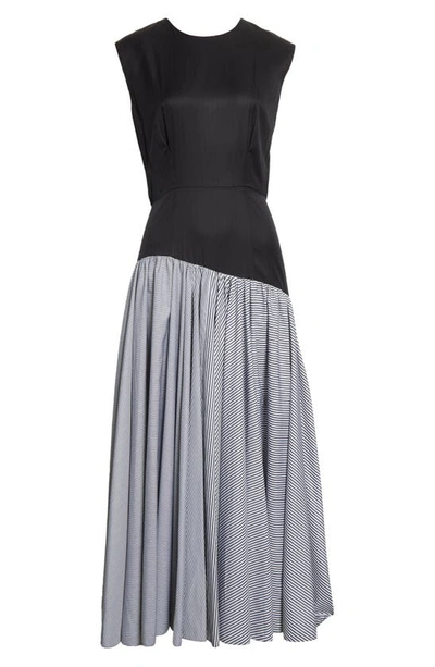 Shop Partow Camille Colorblock Cap Sleeve Cotton Maxi Dress In Black Stripe