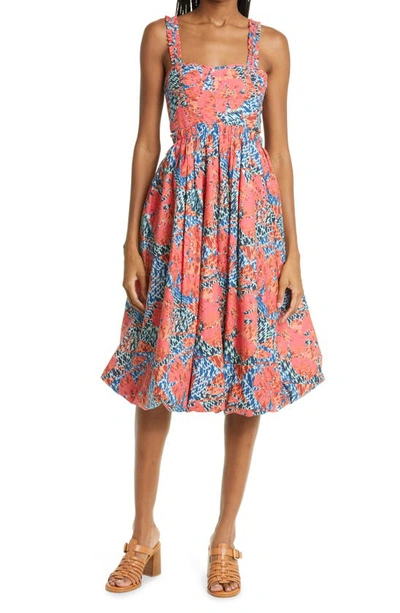 Shop Ulla Johnson Olympia Floral Cotton Sundress In Flamingo